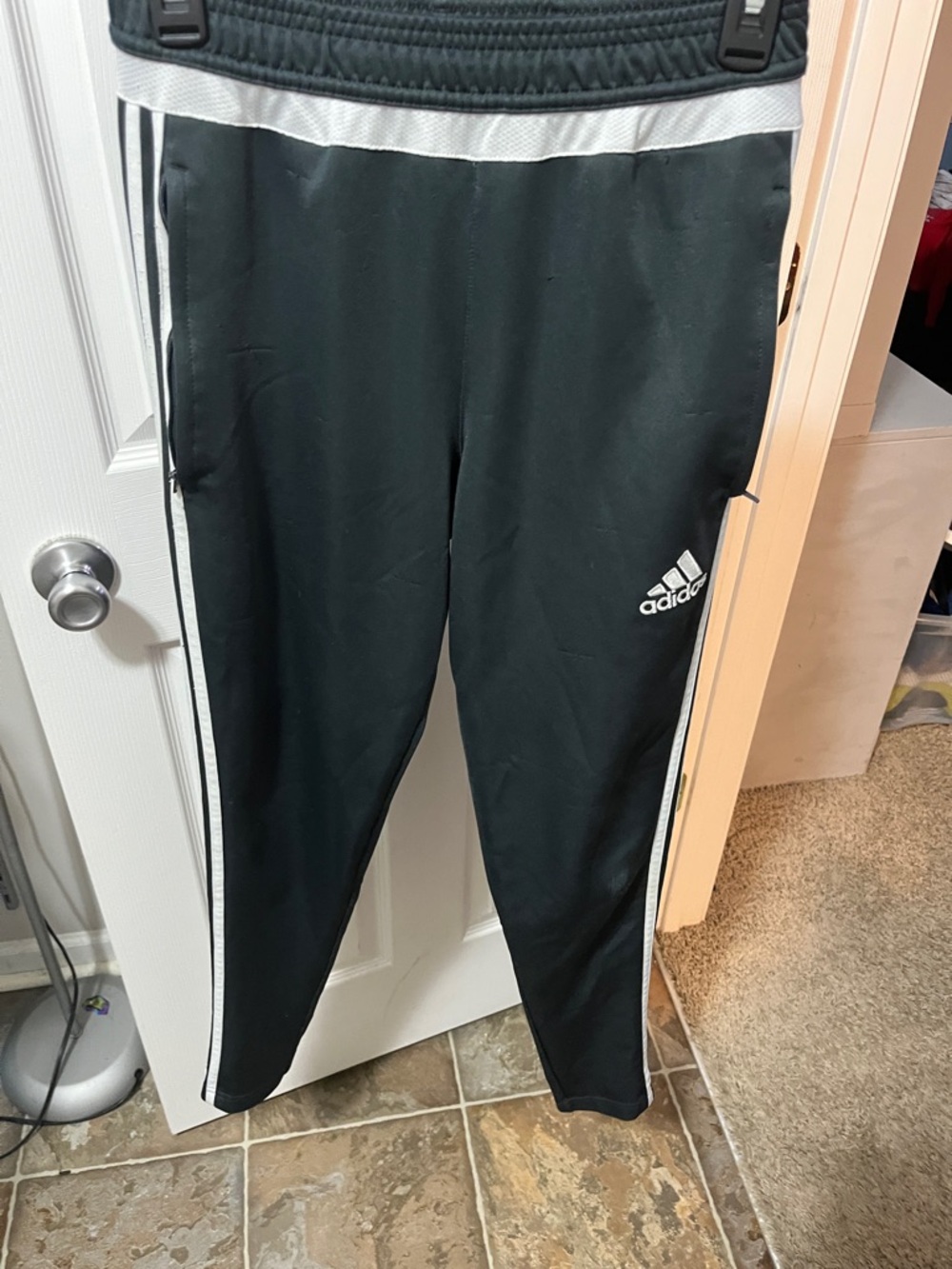 adidas Black Jogger Pants with White Side Stripes